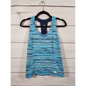 The North Face Women's Blue Striped Sleeveless‎ Scoop Neck Tank Top Size Medium